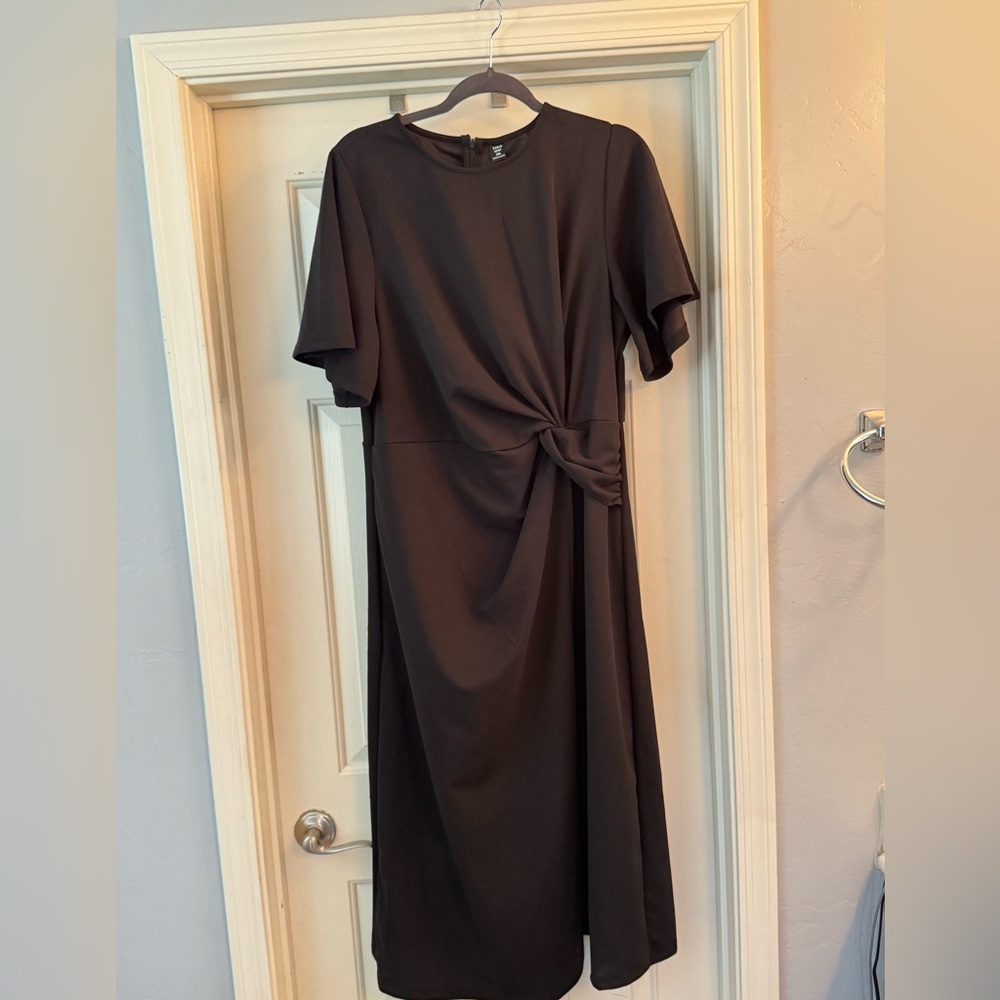 NWOT SHEIN Curve Black Plus Size Round Neck Short Sleeve Twist Summer Dress
